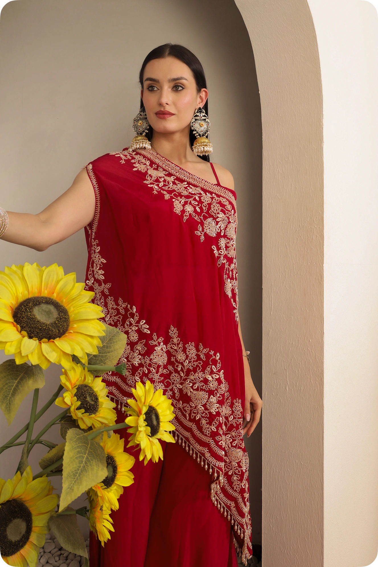 Crimson Drape Kurta Set