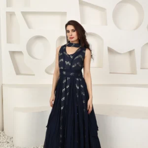 Midnight Sequin Anarkali Gown