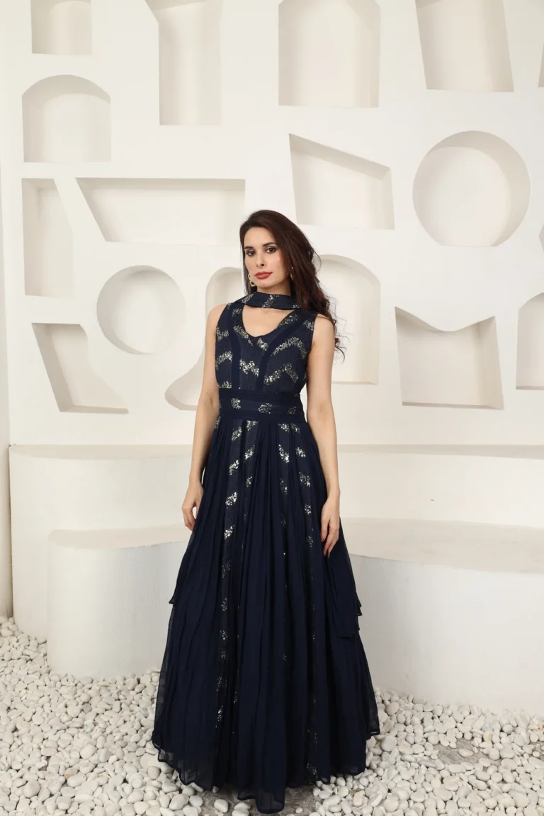 Midnight Sequin Anarkali Gown Alternate