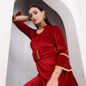 Crimson Velvet Maxi Dress
