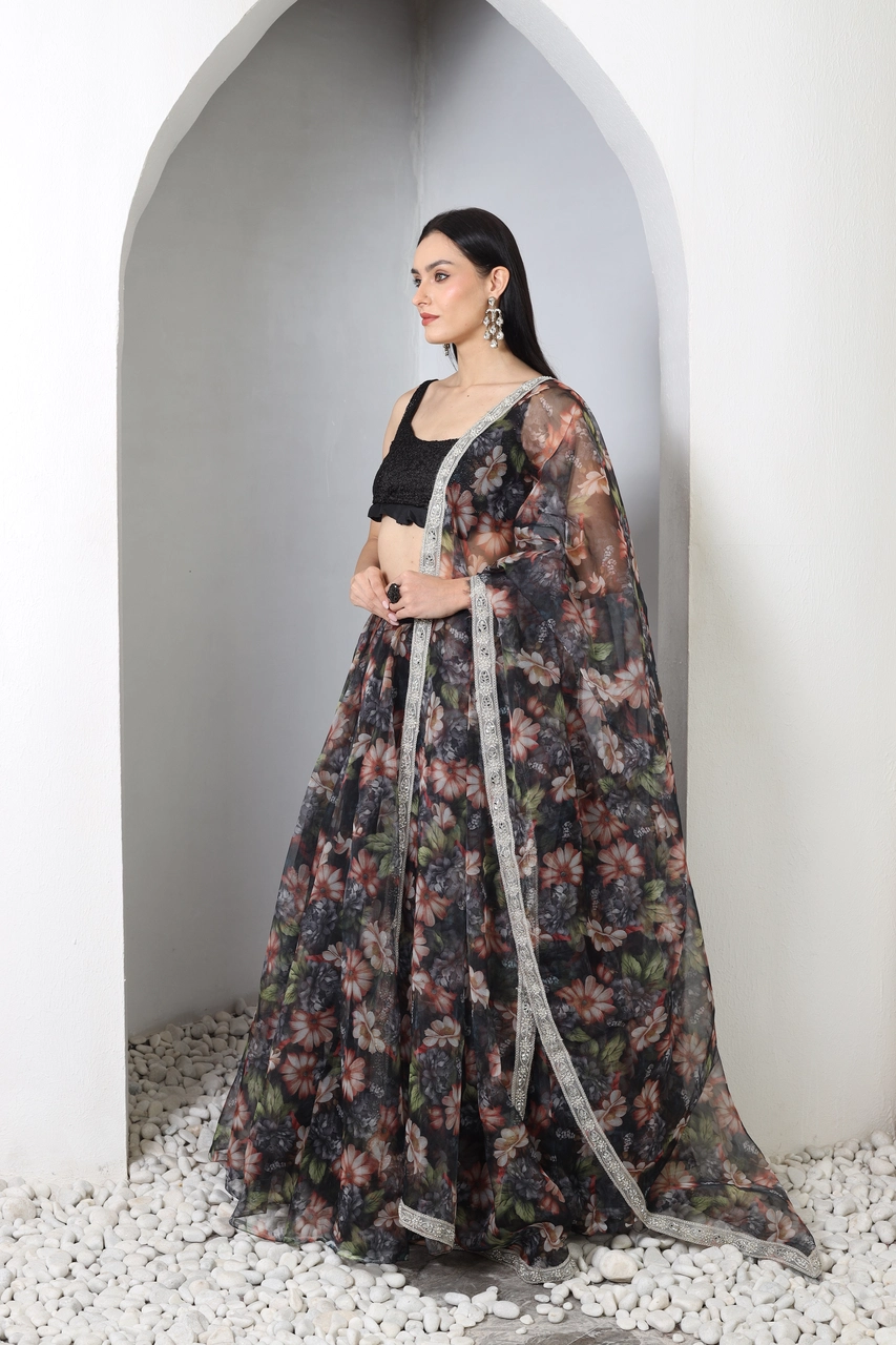 Midnight Floral Lehenga Set
