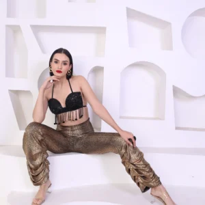 Metallic Ruched Pants Set