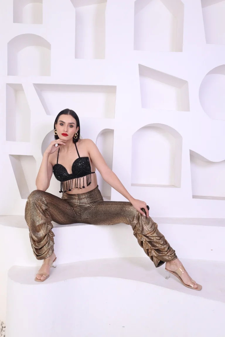 Metallic Ruched Pants Set Alternate