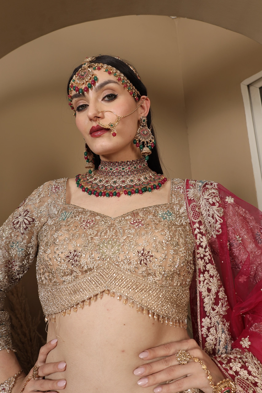 Ruby Veil Bridal Lehenga