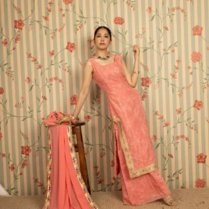 Peach Zari Suit Set