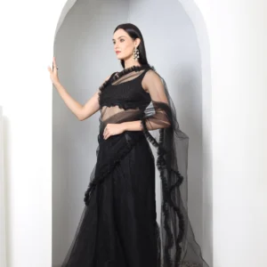 Noir Ruffle Saree Set