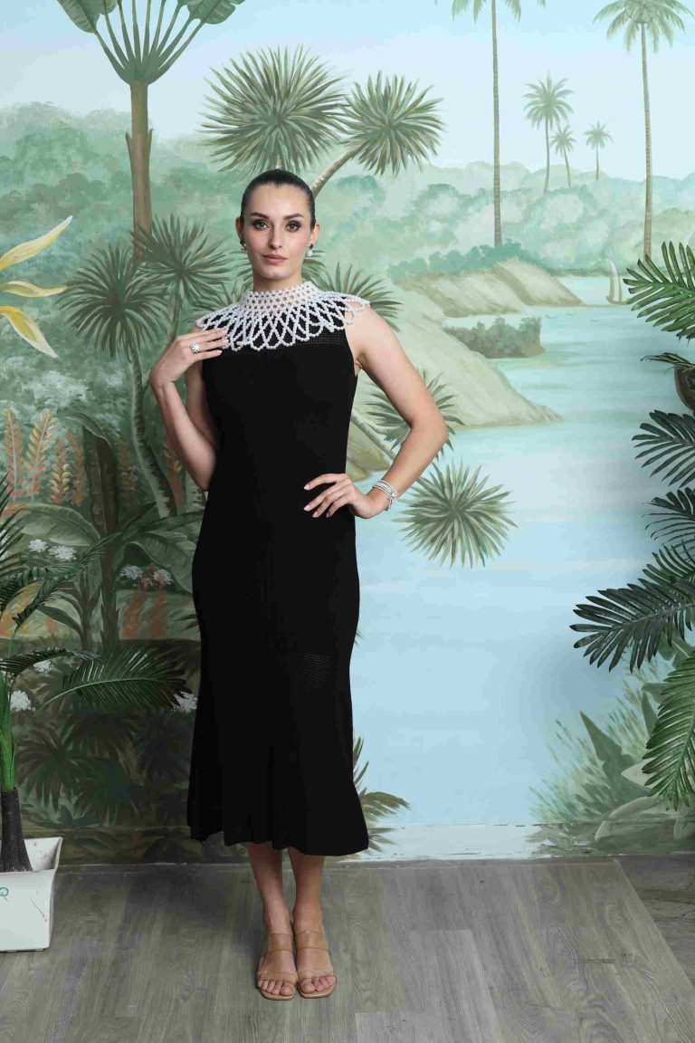 Noir Pearl Midi Dress Alternate