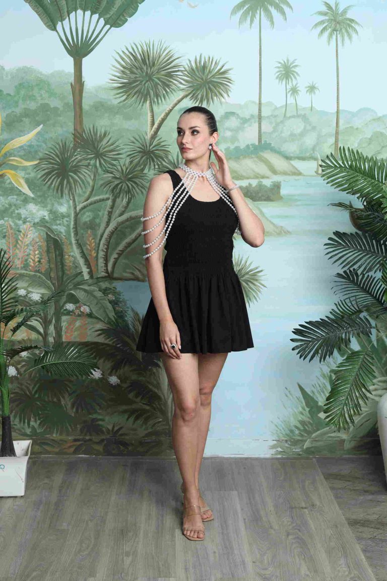 Veloura Pearl Harness Mini Dress Alternate