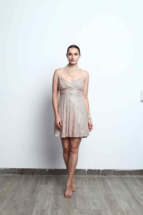 Celestia Sequin Mini Dress with Beaded Fringe Cape