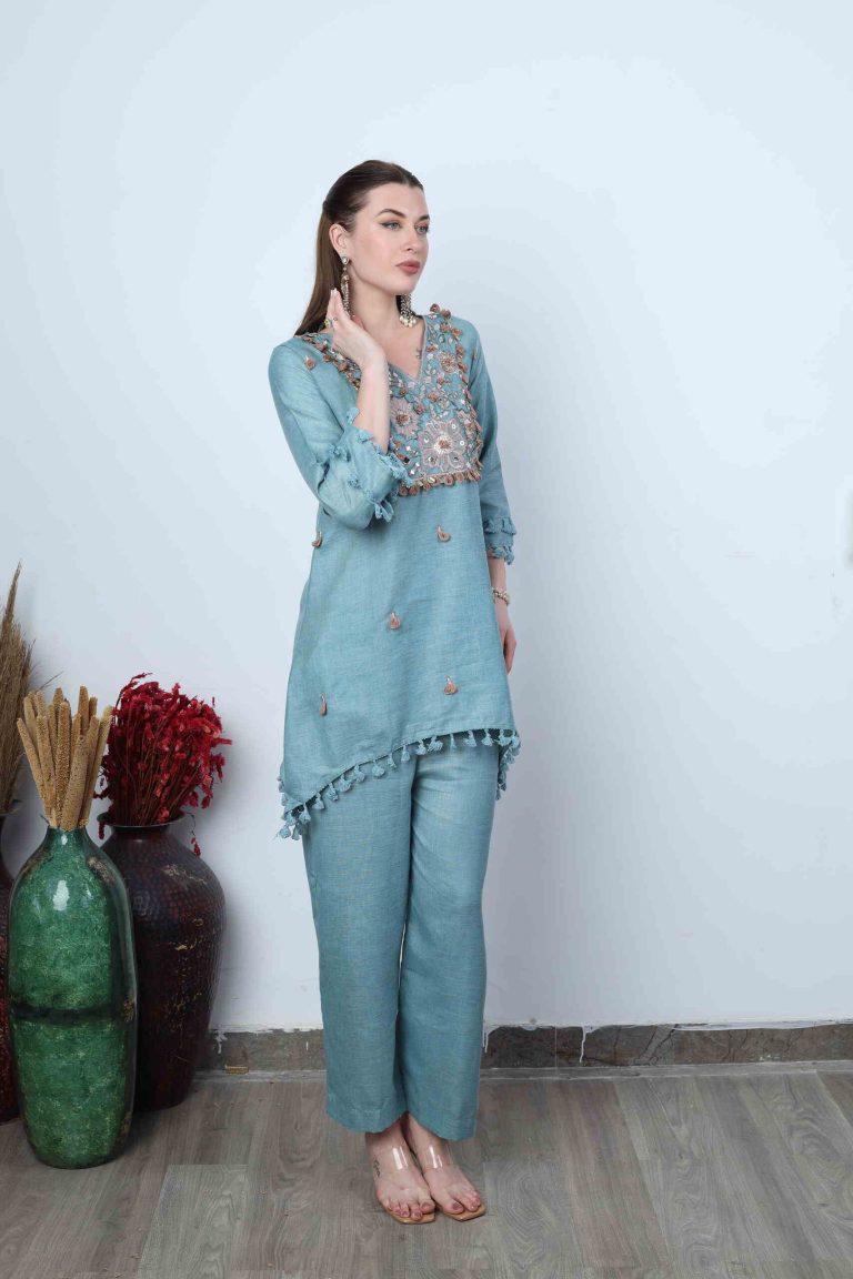 Azure Embroidered Kurta Set Alternate