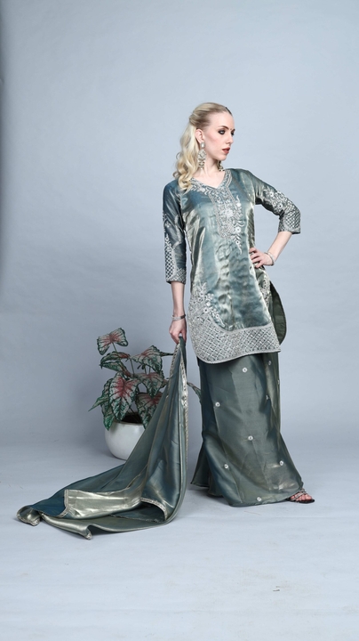 Opaline Hand Embroidered Kurta Set