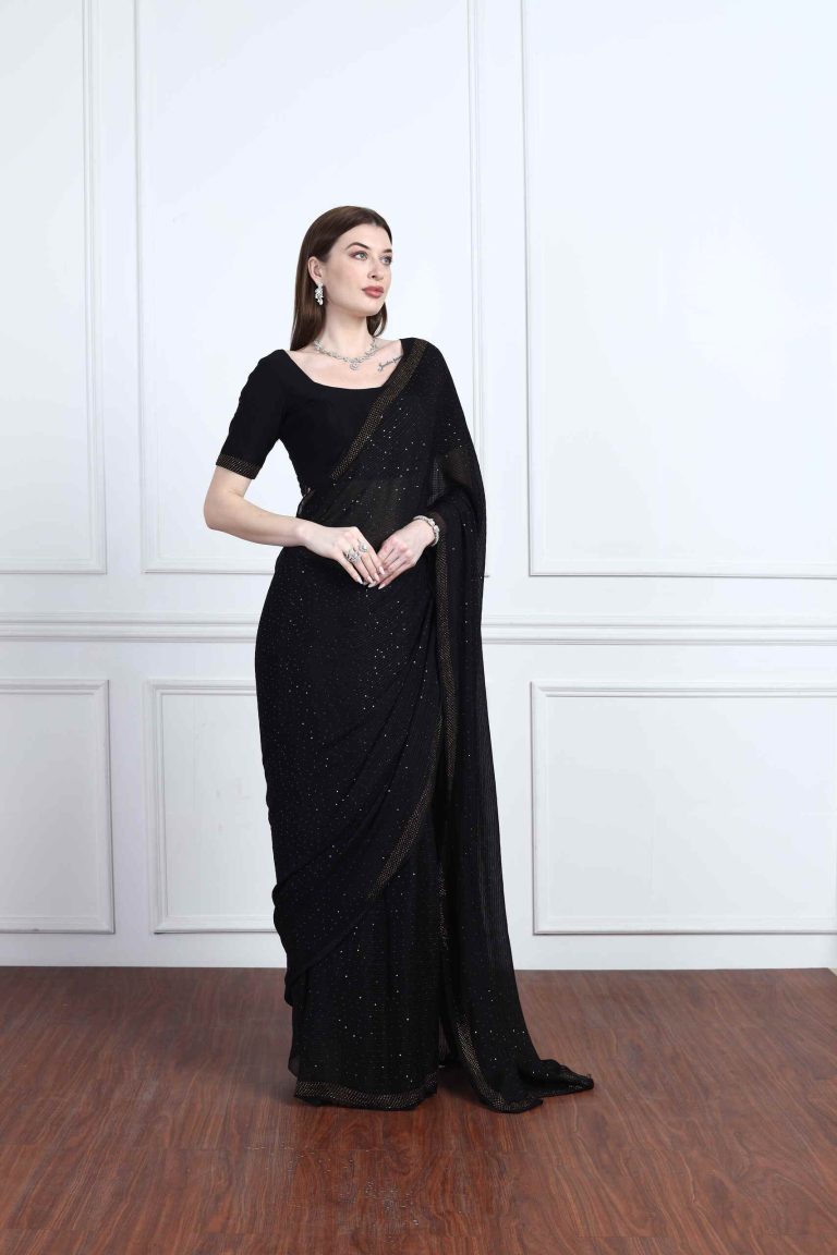 Midnight Crystal Saree Set Alternate