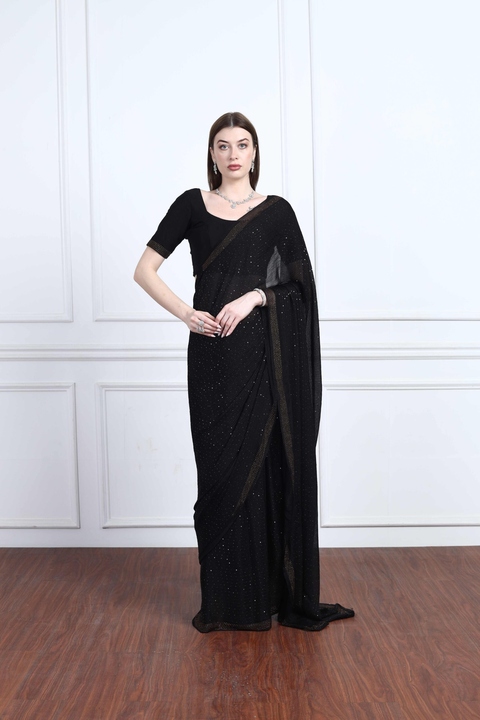 Midnight Crystal Saree Set