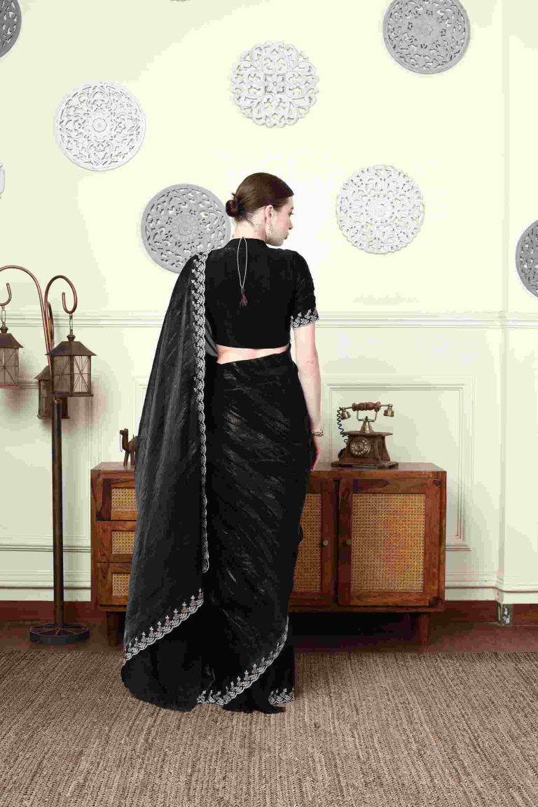 Midnight Embroidered Saree Set Alternate