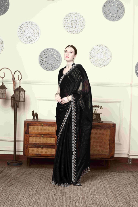 Midnight Embroidered Saree Set