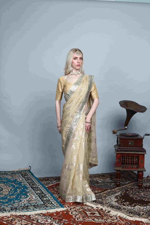 Seravine Tissue Embroidered Saree