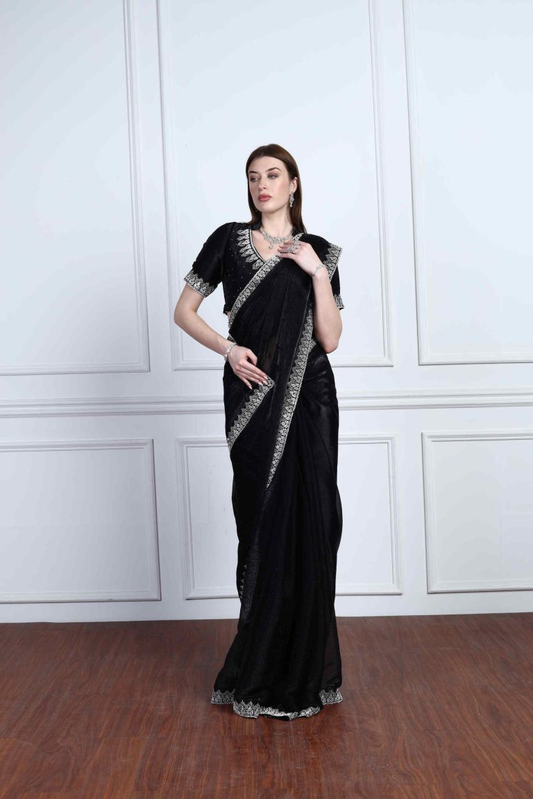 Obsidian Swarovski Couture Saree Alternate
