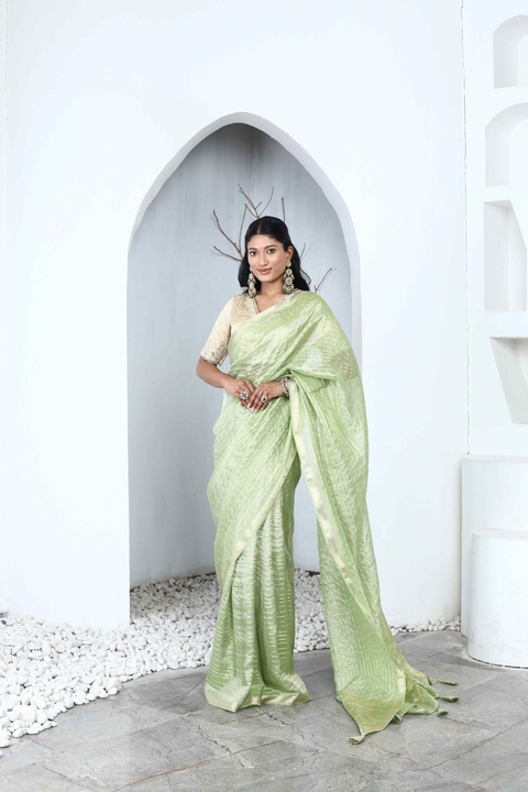 Leher Metallic Tissue Saree
