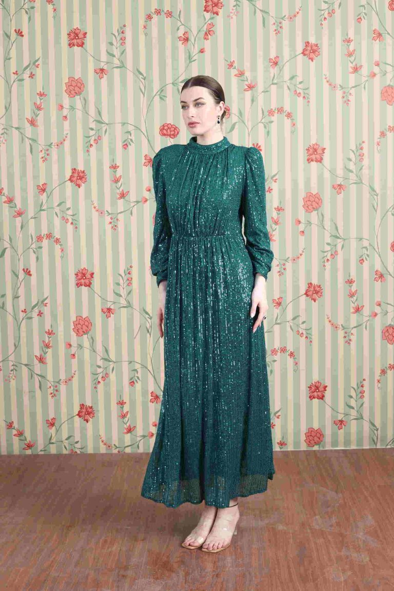 Émeraude Embellished Pleated Maxi Dress Alternate