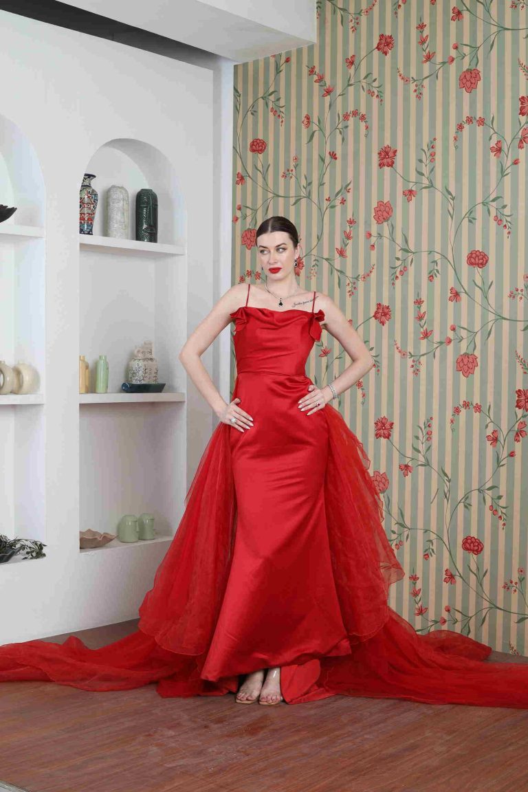 Rouge Élan Satin Evening Gown Alternate