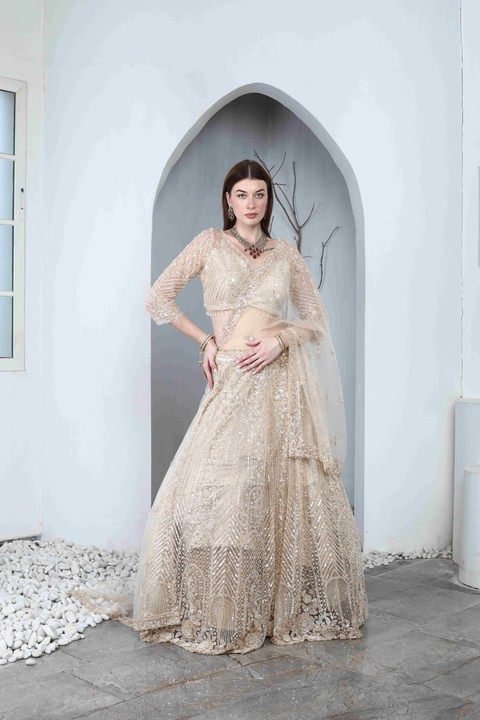 Élaria Champagne Lehenga Set