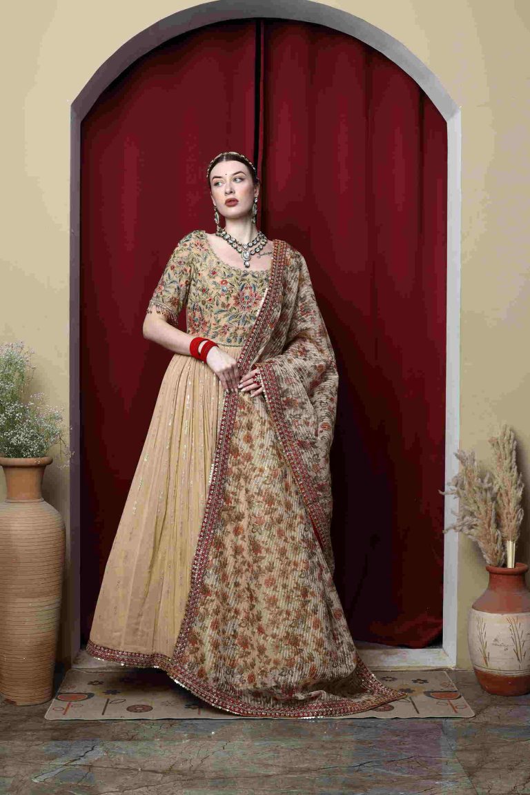 Virasat Hand Embroidered Anarkali Lehenga Set Alternate