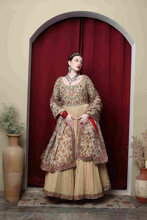 Virasat Hand Embroidered Anarkali Lehenga Set