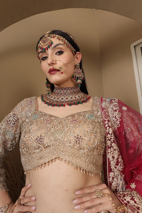 Ruby Veil Bridal Lehenga